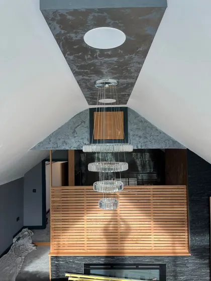 premium bedroom with chandelier