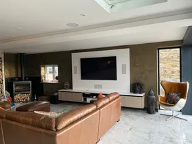 living room with sofa and TV