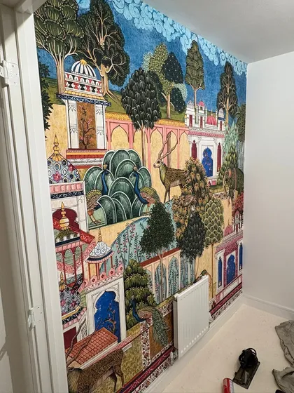 Living room with tv and fireplace